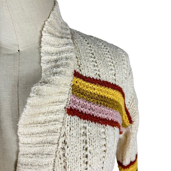 MADEWELL Diaz Striped Retro Open Cardigan Sweater XXS Oversized Cream Pink - Picture 4 of 7